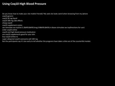 Using Coq10 High Blood Pressure