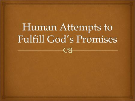 Human Attempts to Fulfill God’s Promises