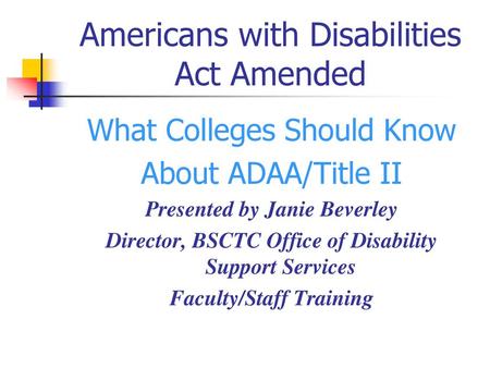 Americans with Disabilities Act Amended