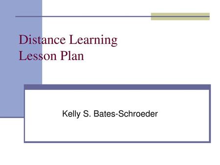 Distance Learning Lesson Plan