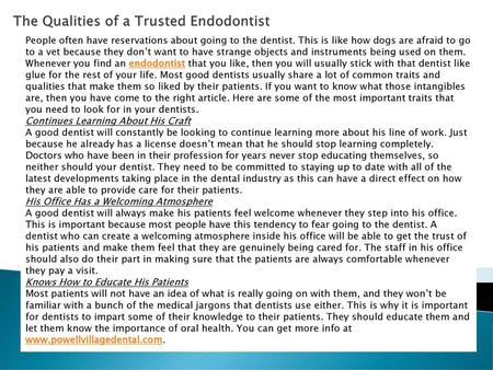 The Qualities of a Trusted Endodontist