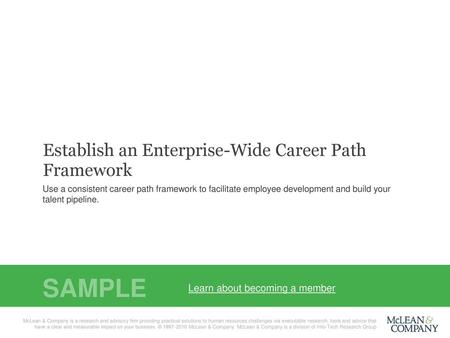 SAMPLE Establish an Enterprise-Wide Career Path Framework