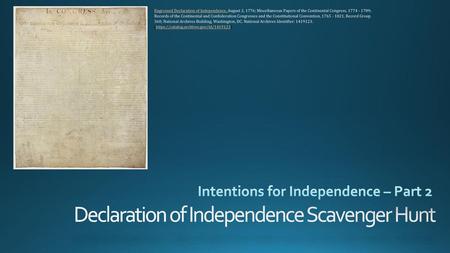 Declaration of Independence Scavenger Hunt