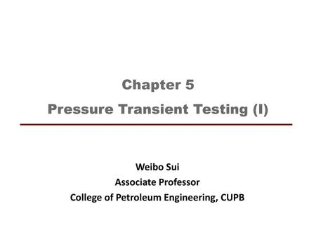 Chapter 5 Pressure Transient Testing (I)