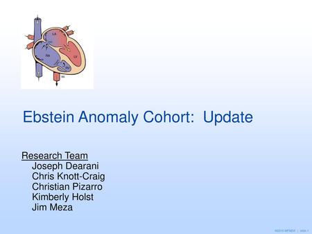 Ebstein Anomaly Cohort: Update