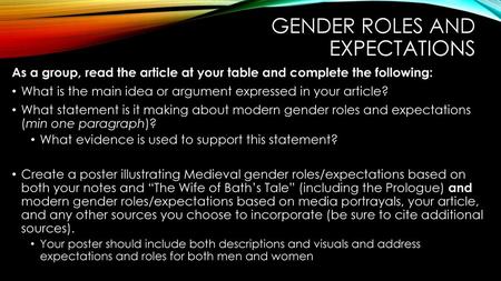 Gender roles and expectations