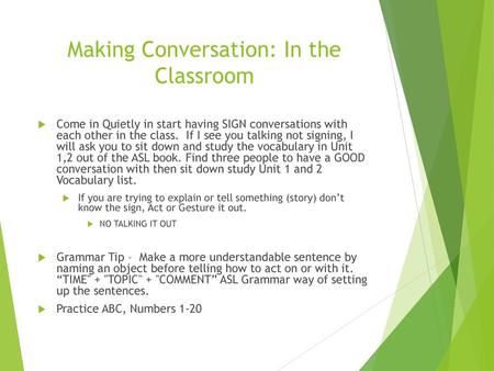 Making Conversation: In the Classroom