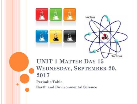 UNIT 1 Matter Day 15 Wednesday, September 20, 2017