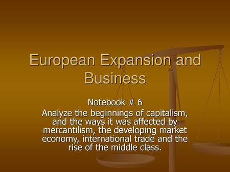 European Expansion and Business