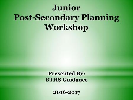 Post-Secondary Planning Workshop