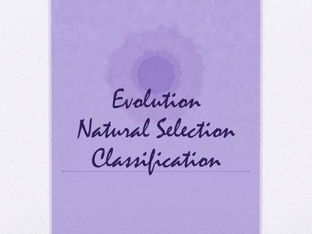 Evolution Natural Selection Classification