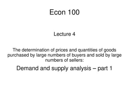 Demand and supply analysis – part 1