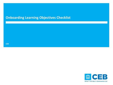 Onboarding Learning Objectives Checklist