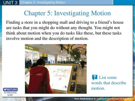 Chapter 5: Investigating Motion