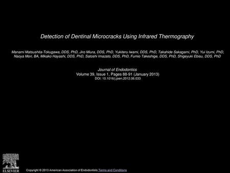 Detection of Dentinal Microcracks Using Infrared Thermography