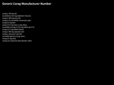 Generic Coreg Manufacturer Number