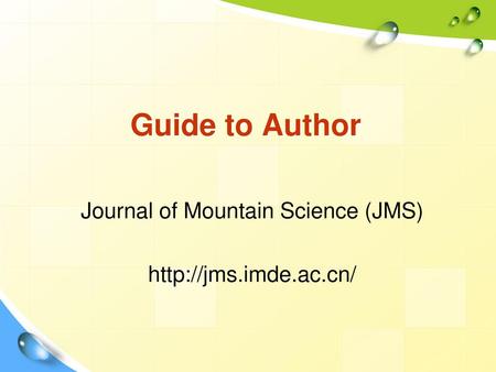 Journal of Mountain Science (JMS)