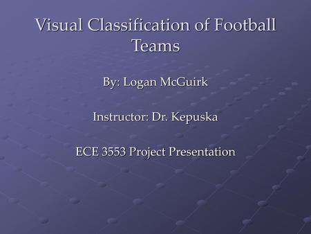 Visual Classification of Football Teams