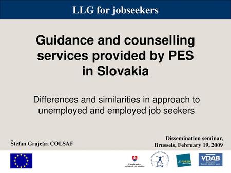 Guidance and counselling services provided by PES in Slovakia
