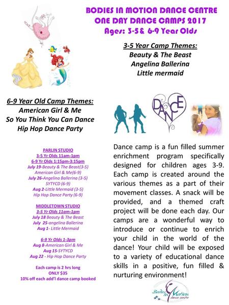 So You Think You Can Dance 10% off each add’l dance camp booked