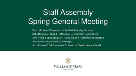 Staff Assembly Spring General Meeting