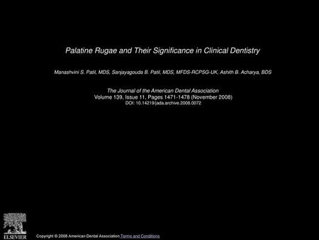 Palatine Rugae and Their Significance in Clinical Dentistry