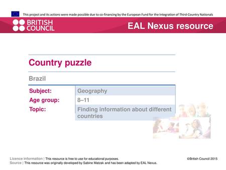 EAL Nexus resource Country puzzle Brazil Subject: Geography Age group: