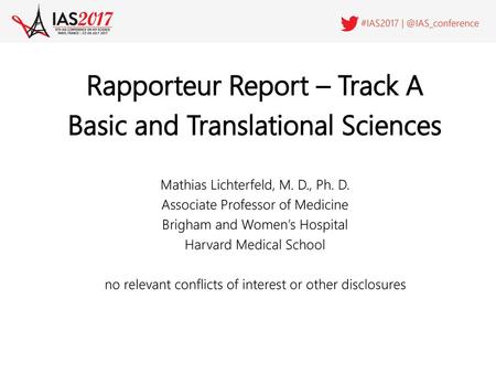 Rapporteur Report – Track A Basic and Translational Sciences