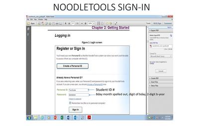 NOODLETOOLS SIGN-IN Student ID #