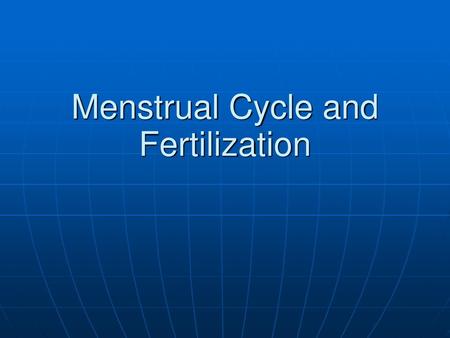 Menstrual Cycle and Fertilization