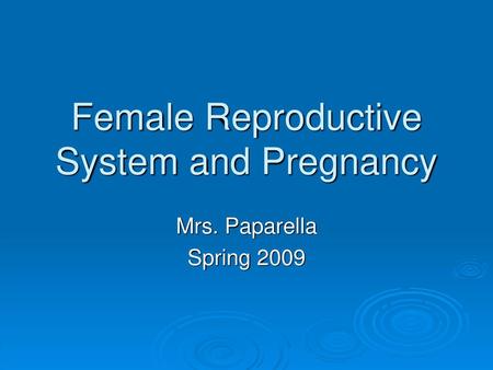 Female Reproductive System and Pregnancy