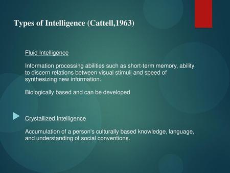 Types of Intelligence (Cattell,1963)