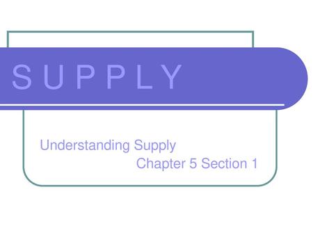 Understanding Supply Chapter 5 Section 1