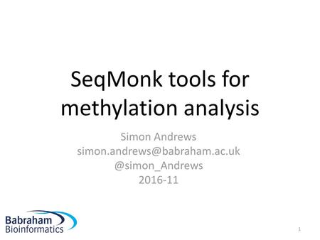 SeqMonk tools for methylation analysis
