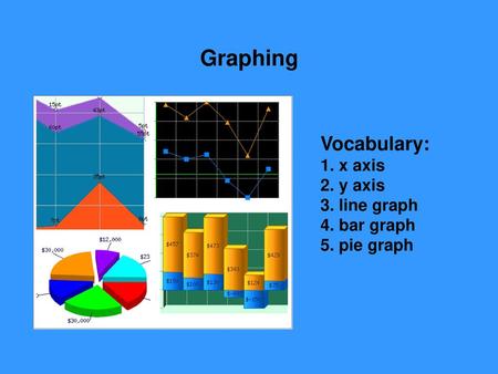 Graphing Vocabulary: 1. x axis 2. y axis 3. line graph 4. bar graph