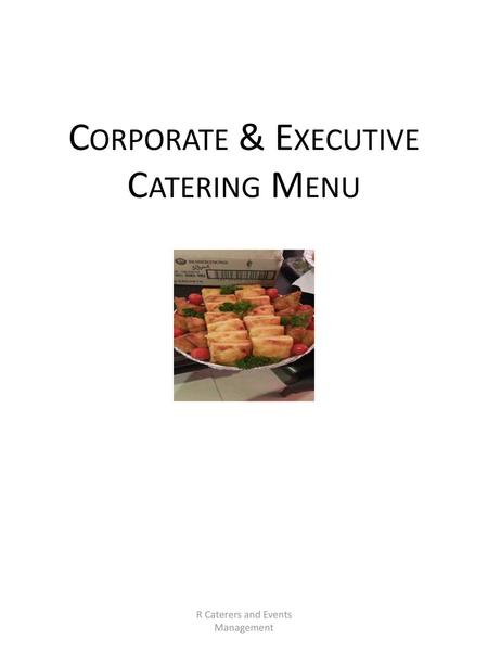 Corporate & Executive Catering Menu