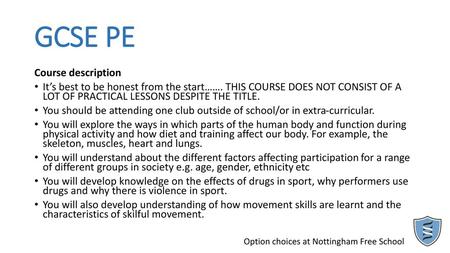 GCSE PE Course description