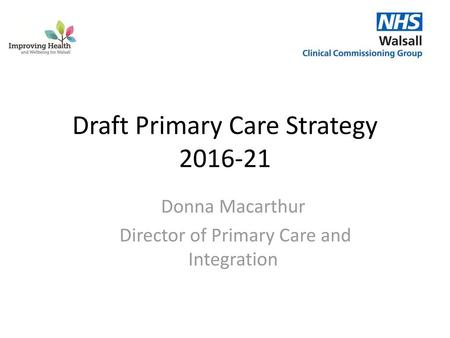 Draft Primary Care Strategy