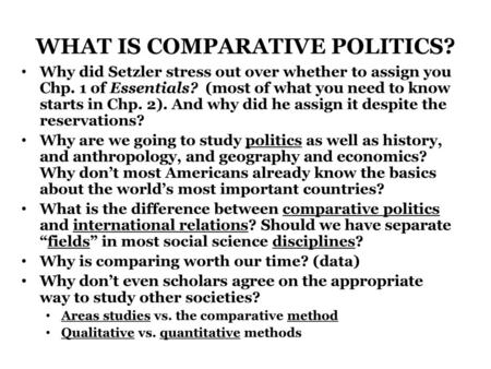 WHAT IS COMPARATIVE POLITICS?