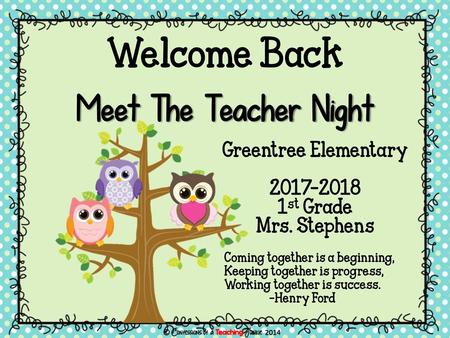 Meet The Teacher Night Welcome Back Greentree Elementary