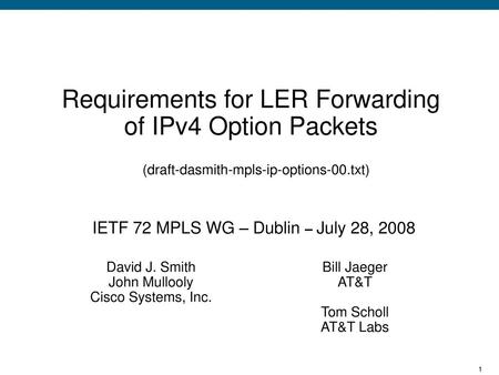 Requirements for LER Forwarding of IPv4 Option Packets