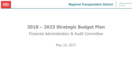 2018 – 2023 Strategic Budget Plan