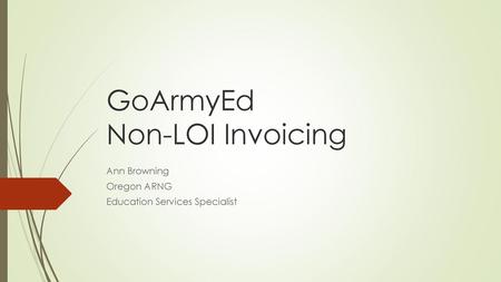 GoArmyEd Non-LOI Invoicing