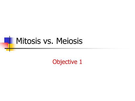 Mitosis vs. Meiosis Objective 1.
