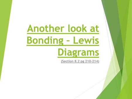 Another look at Bonding – Lewis Diagrams
