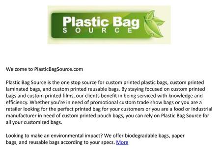 Welcome to PlasticBagSource.com
