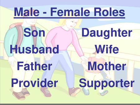 Male - Female Roles Son Husband Father Provider Daughter Wife Mother