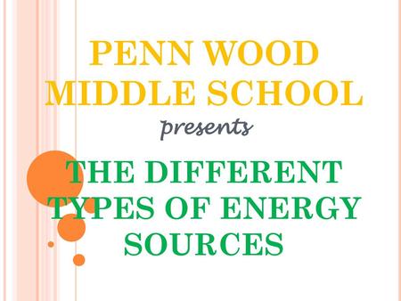 PENN WOOD MIDDLE SCHOOL presents THE DIFFERENT TYPES OF ENERGY SOURCES