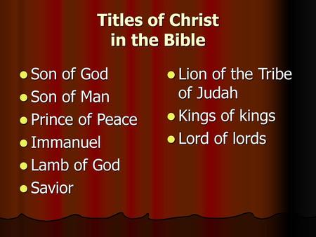 Titles of Christ in the Bible