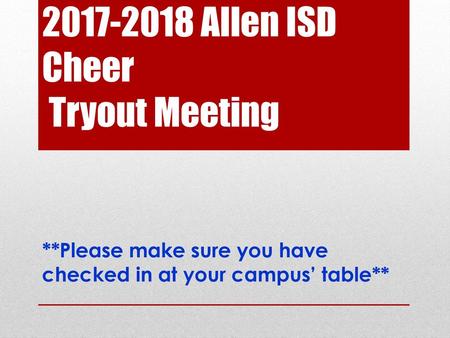 Allen ISD Cheer Tryout Meeting
